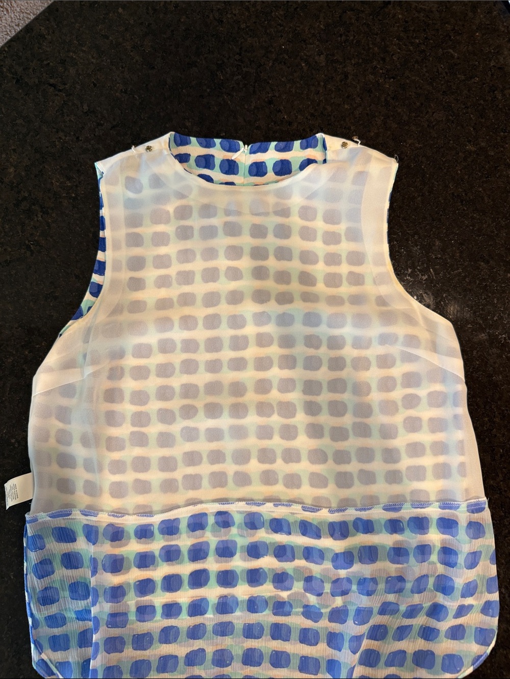 Kate Spade New York 'Island Stamp' Double Layer Blue/White Tank Top Size 8 - Picture 14 of 15